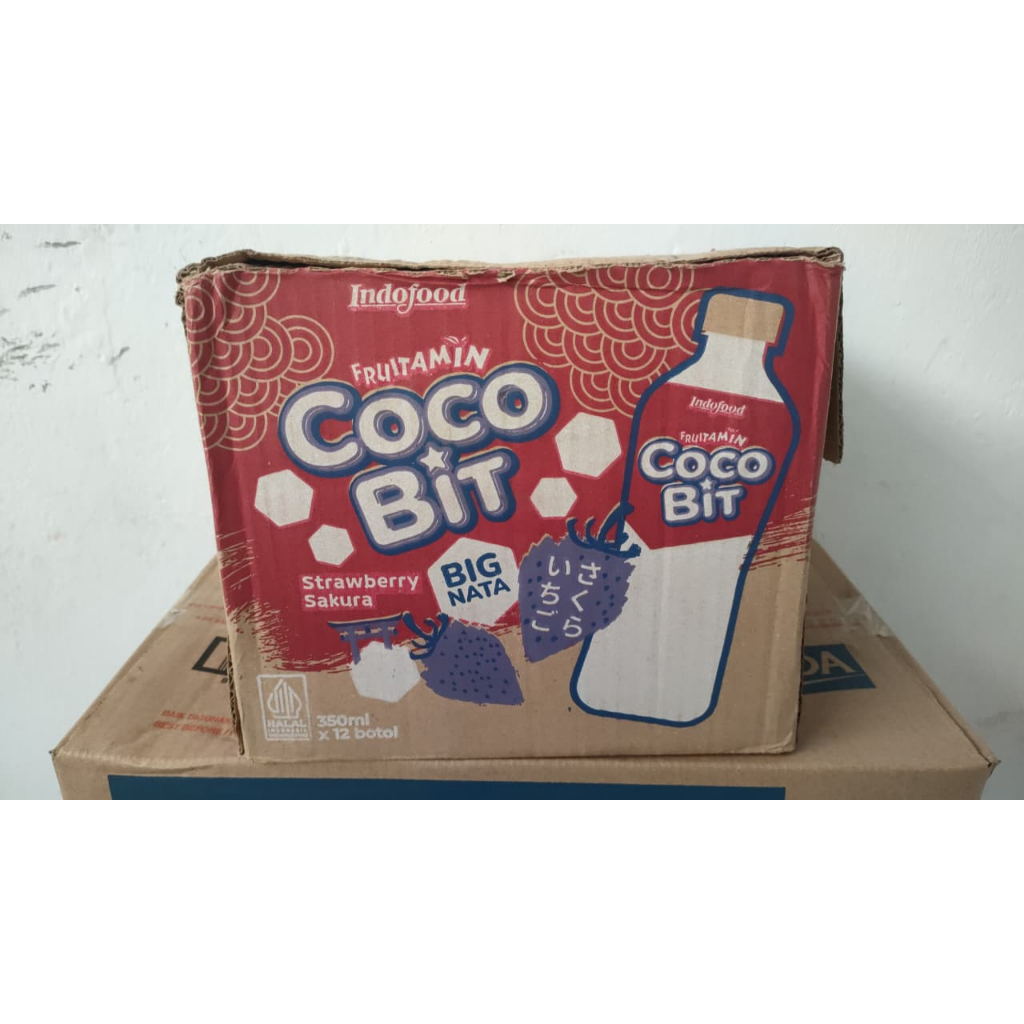 COCOBIT MINUMAN KELAPA RASA STRAWBERRY 1 CTN 12 BOTOL