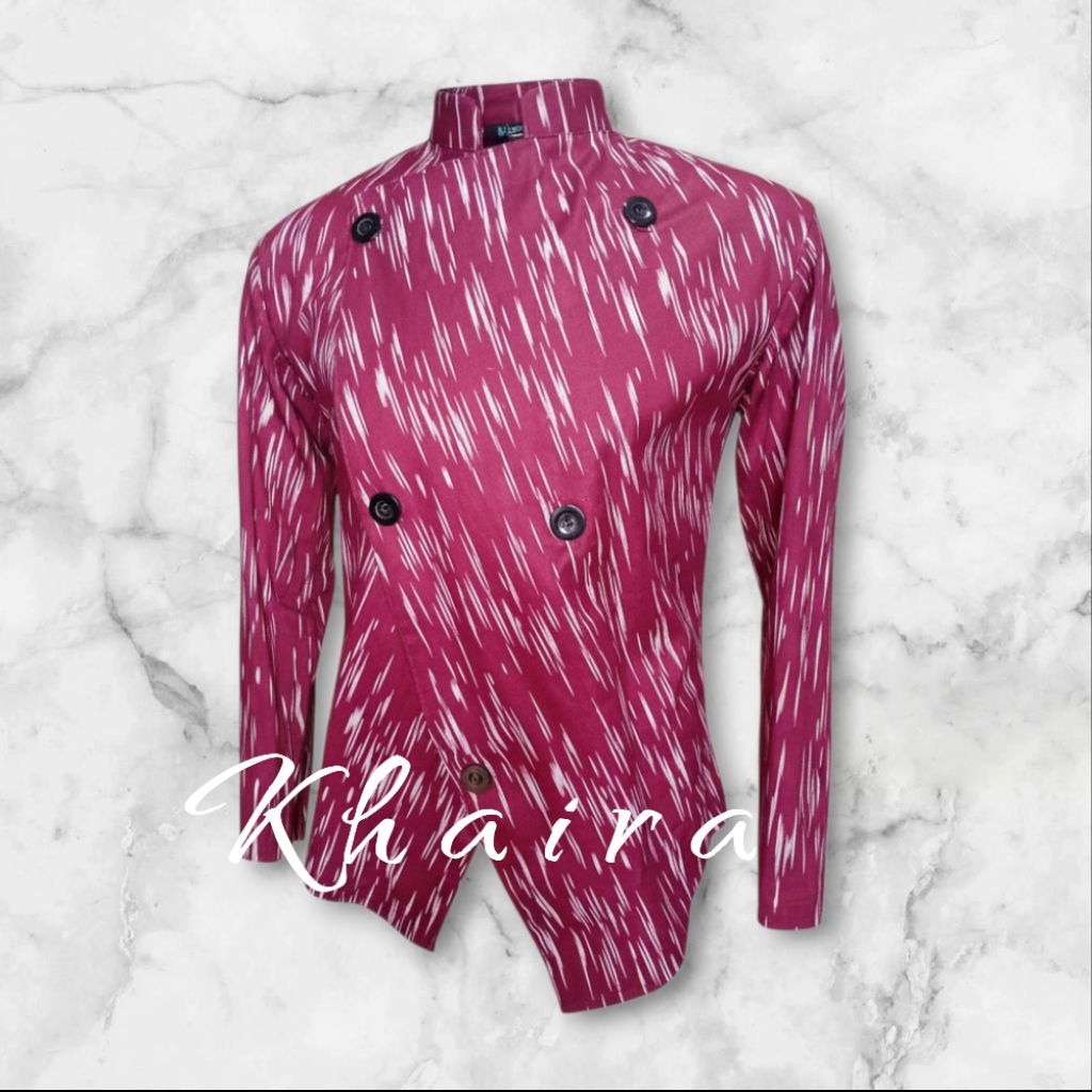 Beskap Lurik Pria Dewasa Premium Modern | Baju Adat Jawa ( Katun Tebal )