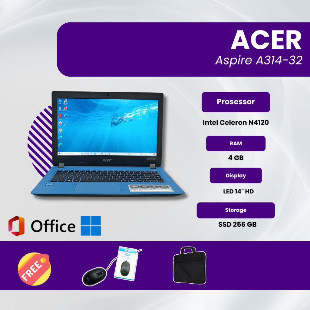 Laptop Acer Aspire A314-32 Celeron N4120 Ram 4GB