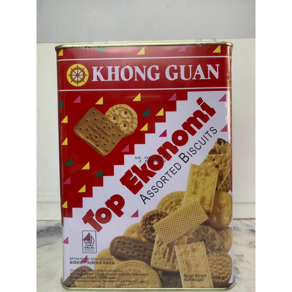 KHONG TOP EKONOMI KALENG BESAR 1000 Gram - Khong Guan Top Ekonomi Assorted Biscuits/Khong Guan Top E