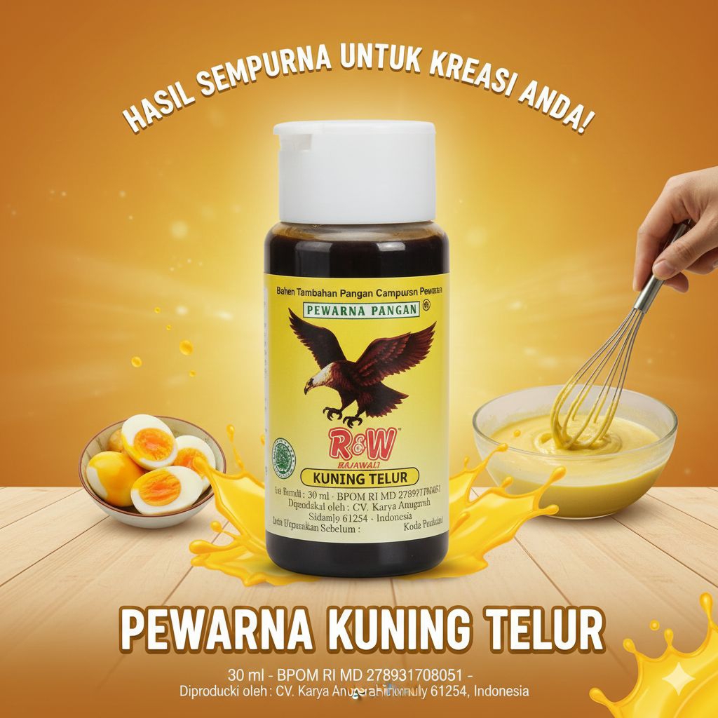 Pewarna Makanan Cair Rajawali 30ml KUNING TELUR - Warna Cerah, Hemat, Mudah Digunakan