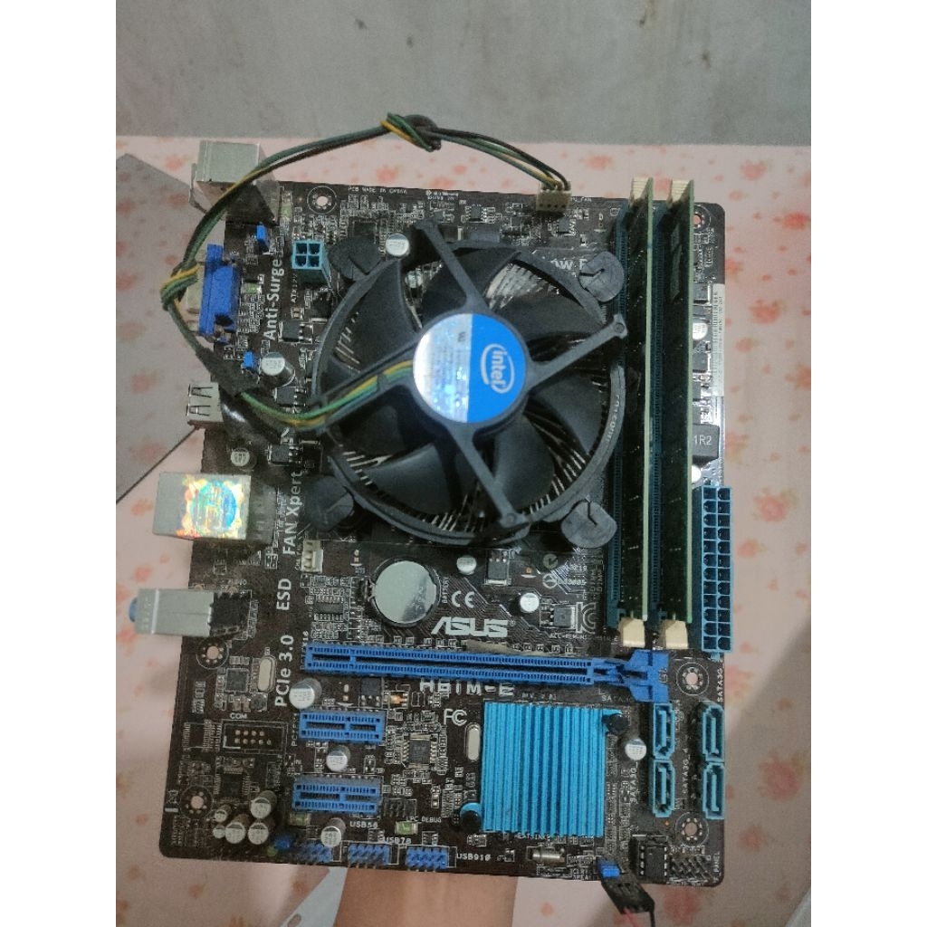 paket motherboard h61 + prosesor intel core i5 gen 4 + ram 8gb + fan