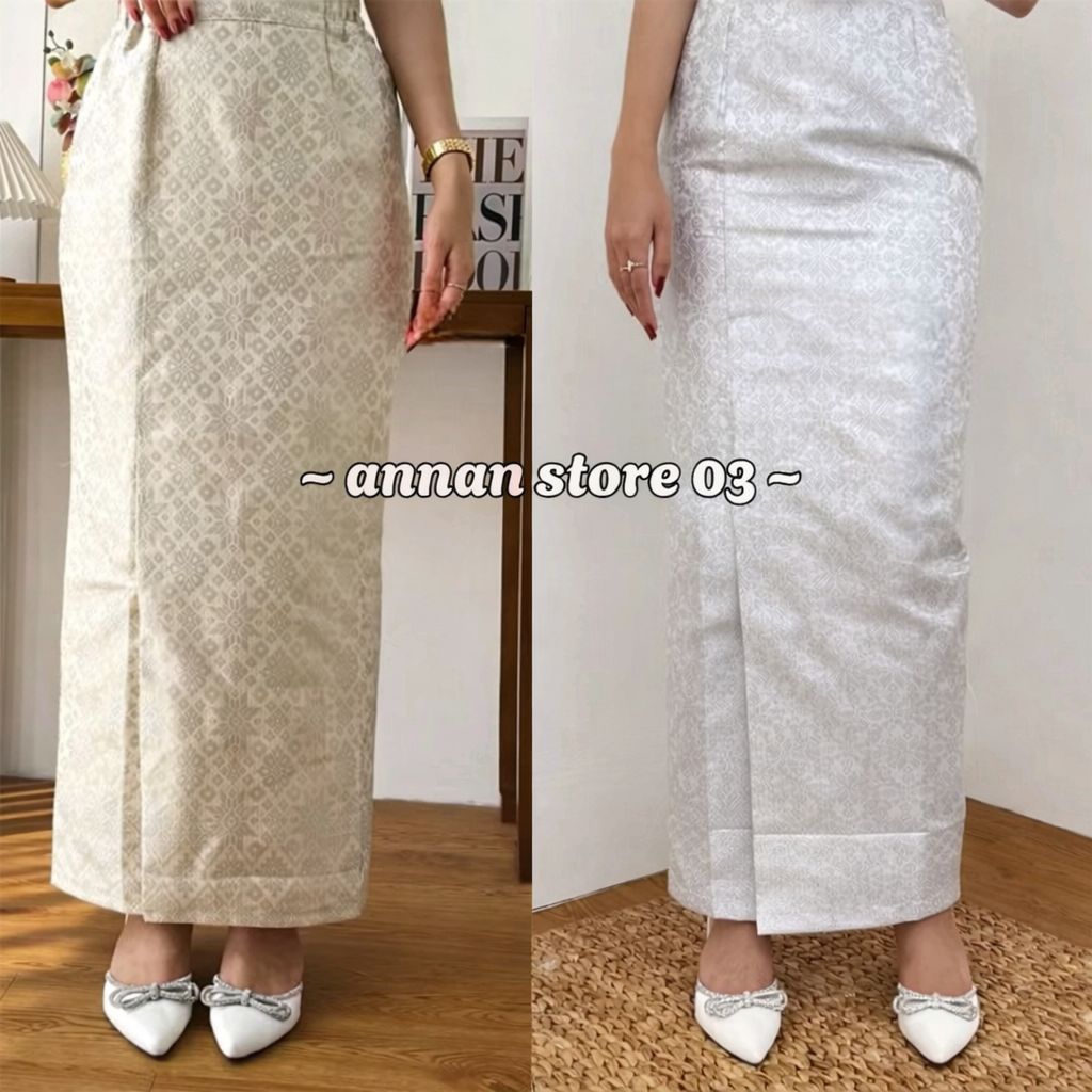 Rok songket span wanita belah depan siap pakai-Rok span motif songket - bawahan kebaya wanita modern