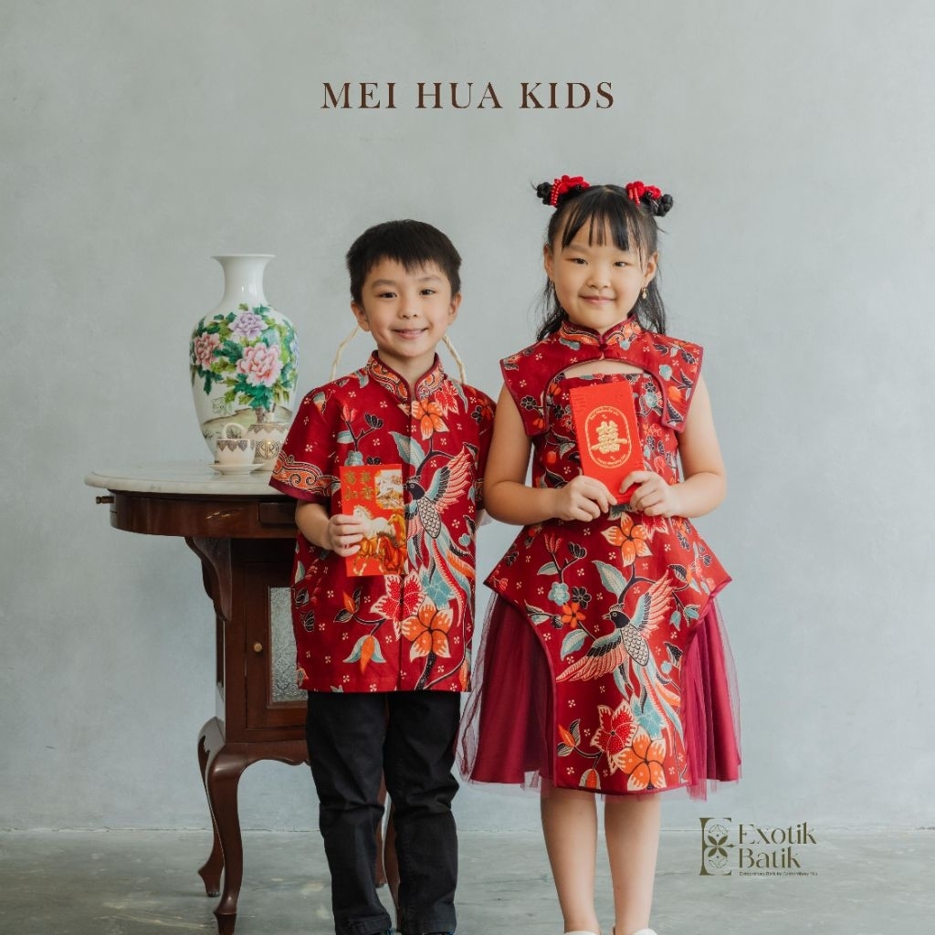 Mei Hua Kids Batik/Batik Imlek/Batik Pesta/Batik Kondangan/Batik Wisuda/Batik Family Modern Set