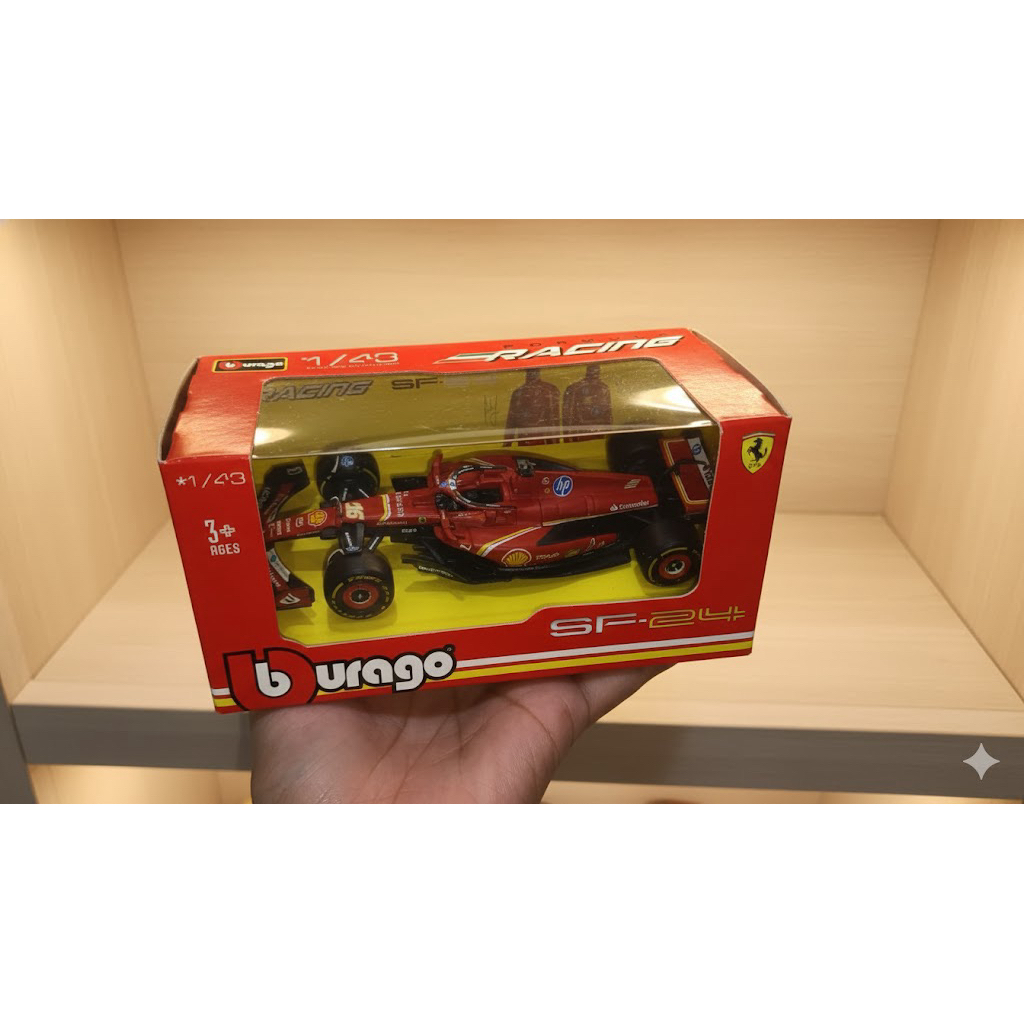 NEW Bburago F1 1:43 2024 Ferrari SF-24 No. 16 Leclerc/No.55 Imola Diecast Skala Mainan Miniatur Mobi
