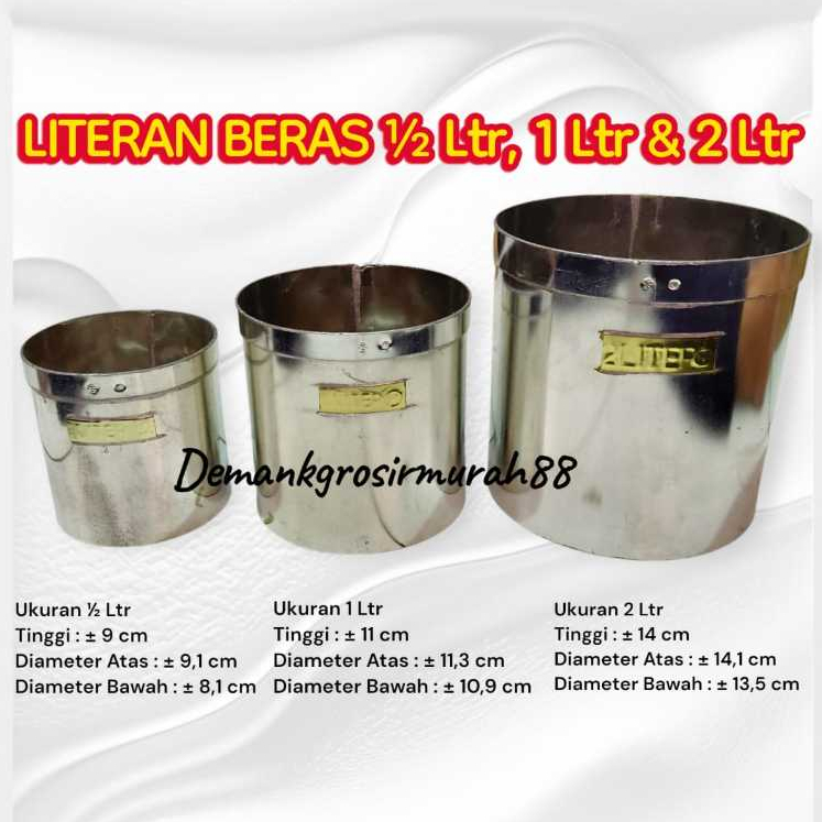 TERMURAH..TAKARAN BERAS MURAH STAINLESS.  LITERAN BERAS STAINLESS ½ LITER,1 LITER & 2 LITER