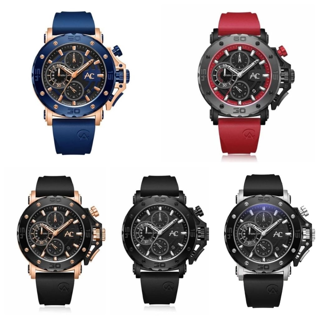 JAM TANGAN PRIA ALEXANDRE CHRISTIE AC 9205 AC9205 MCR RUBBER ORIGINAL