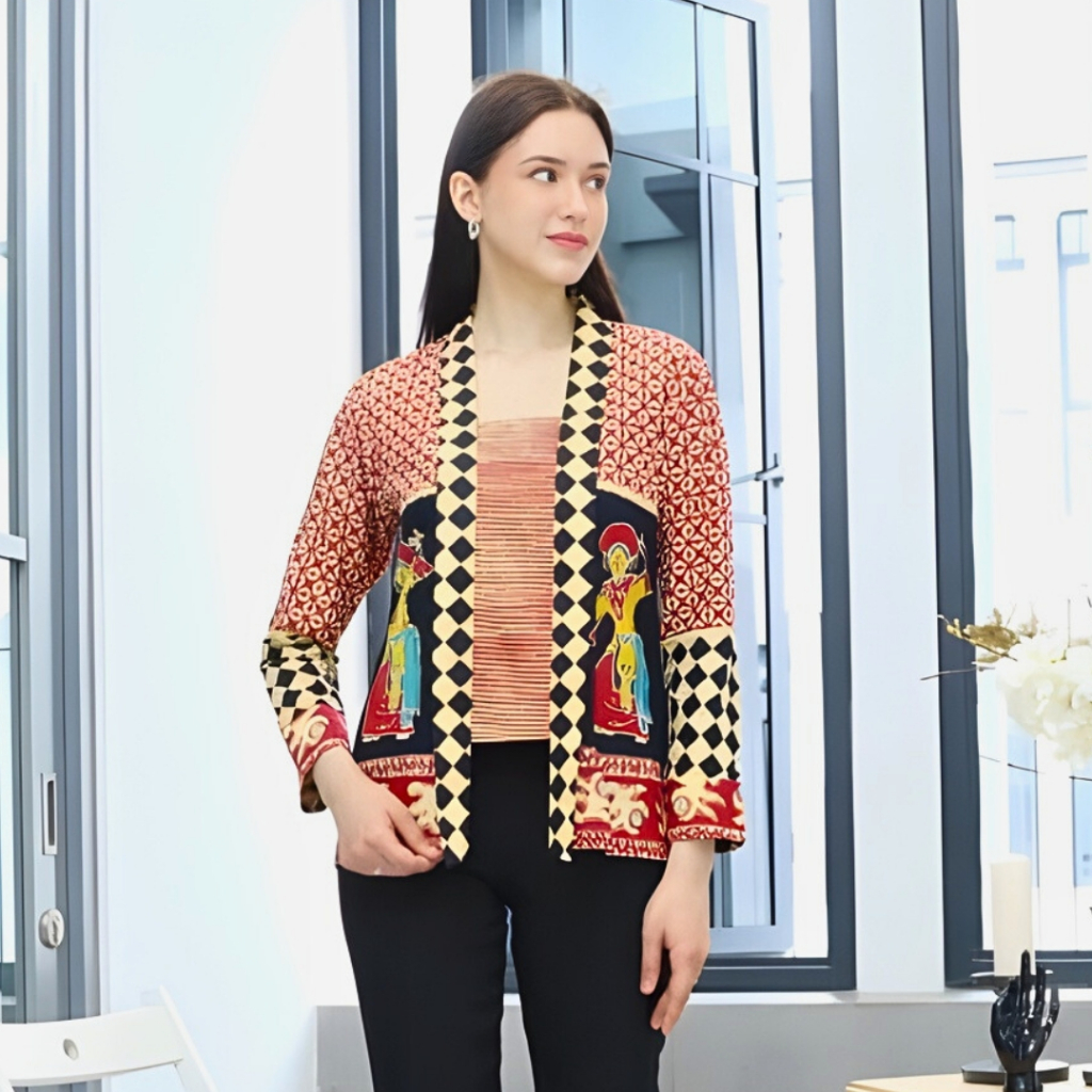 Batik Kutubaru Modern | Batik Tulis Wanita | Blus Batik Modern - Almajiwa Gendis Motif Penari Betawi