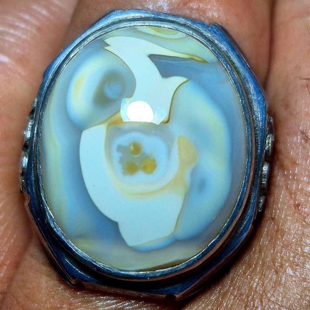 Natural batu akik motif ring perak