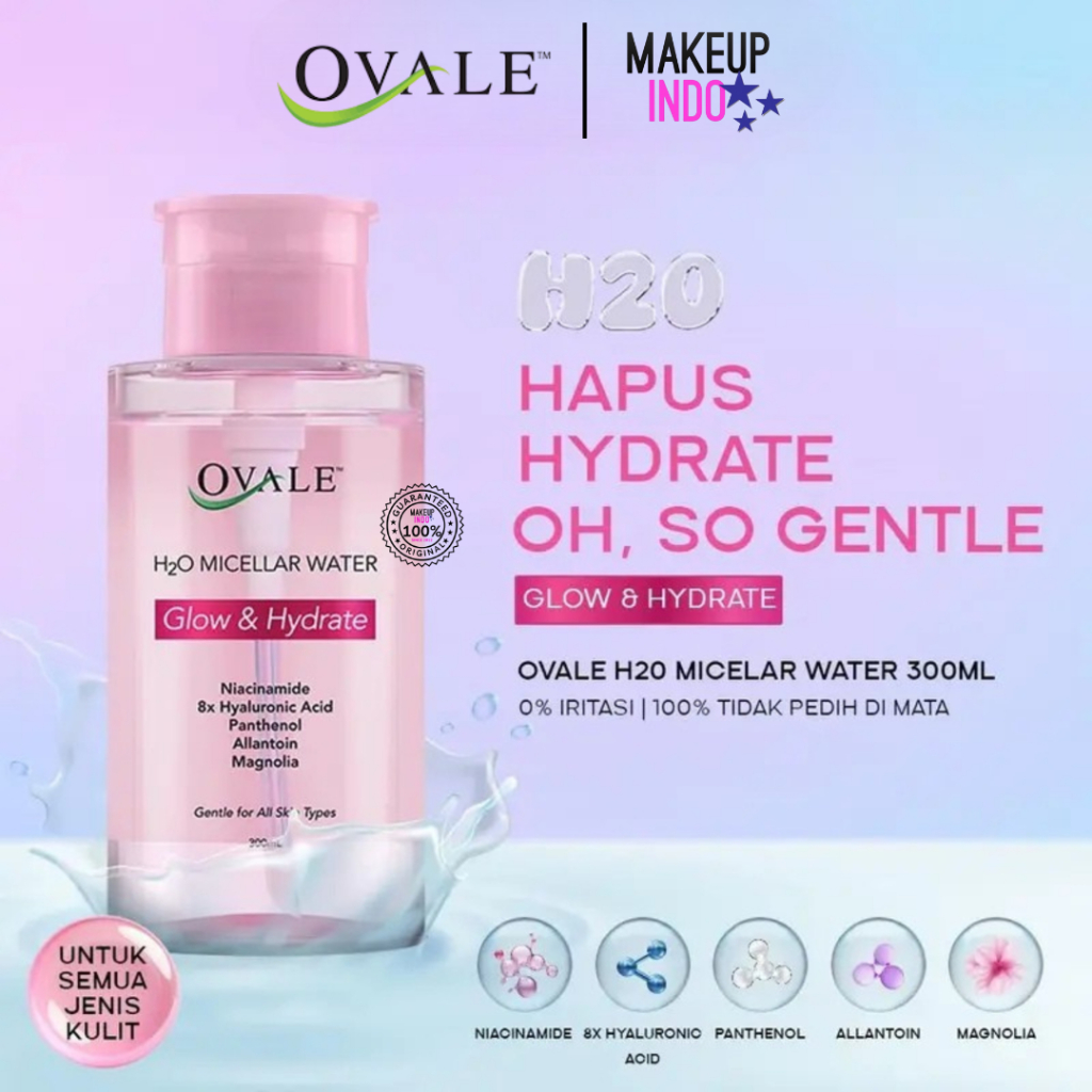 Ovale H20 Micellar Water Glow & Hydrate 300ML - Micellar Water H20 Ovale