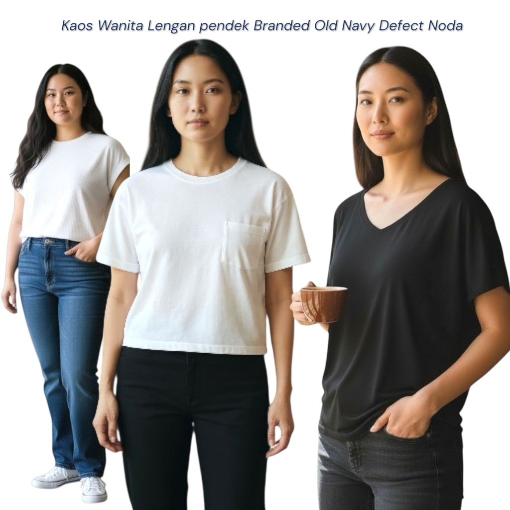 Kaos Wanita Lengan Pendek Cotton Branded Style Old Navy | T-Shirt Casual Defect Noda