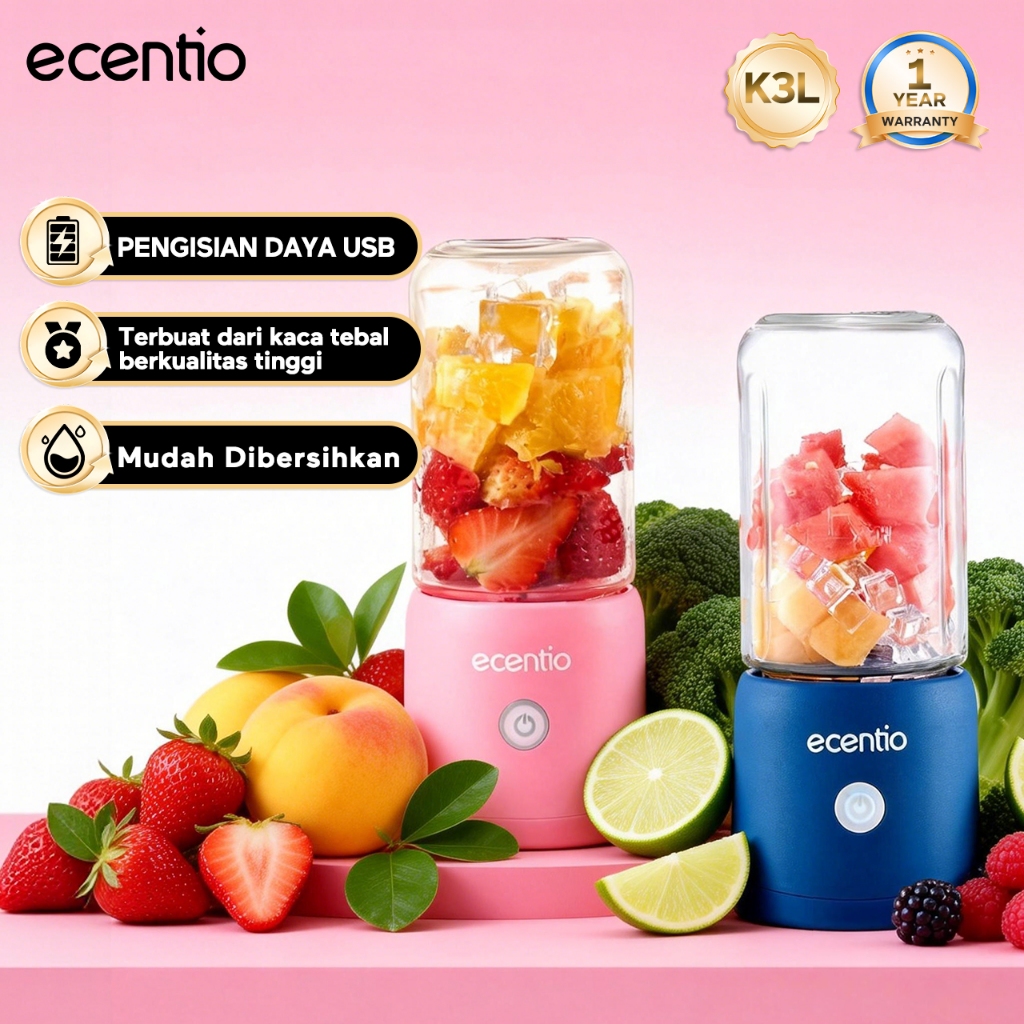 ecentio juicer portable 10 pisau juicer buah tanpa ampas 380ml+380ml blender jus buah juicer hand bl