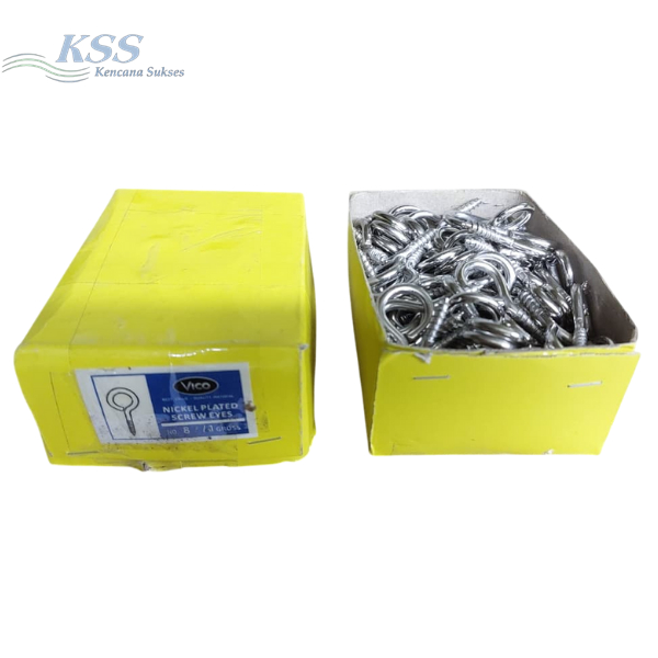 Skrup Hook Tutup No 8 Screw Eyes Sekrup Kapstok Anting Cantolan Gantungan Pigura Mur Ring Ulir Cante