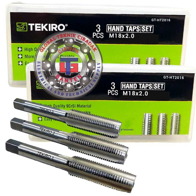 Hand Tap Set M18 X 2 mm 3 Pcs Tekiro - 1 Set Hand Tap M18x2.0 mm Tekiro