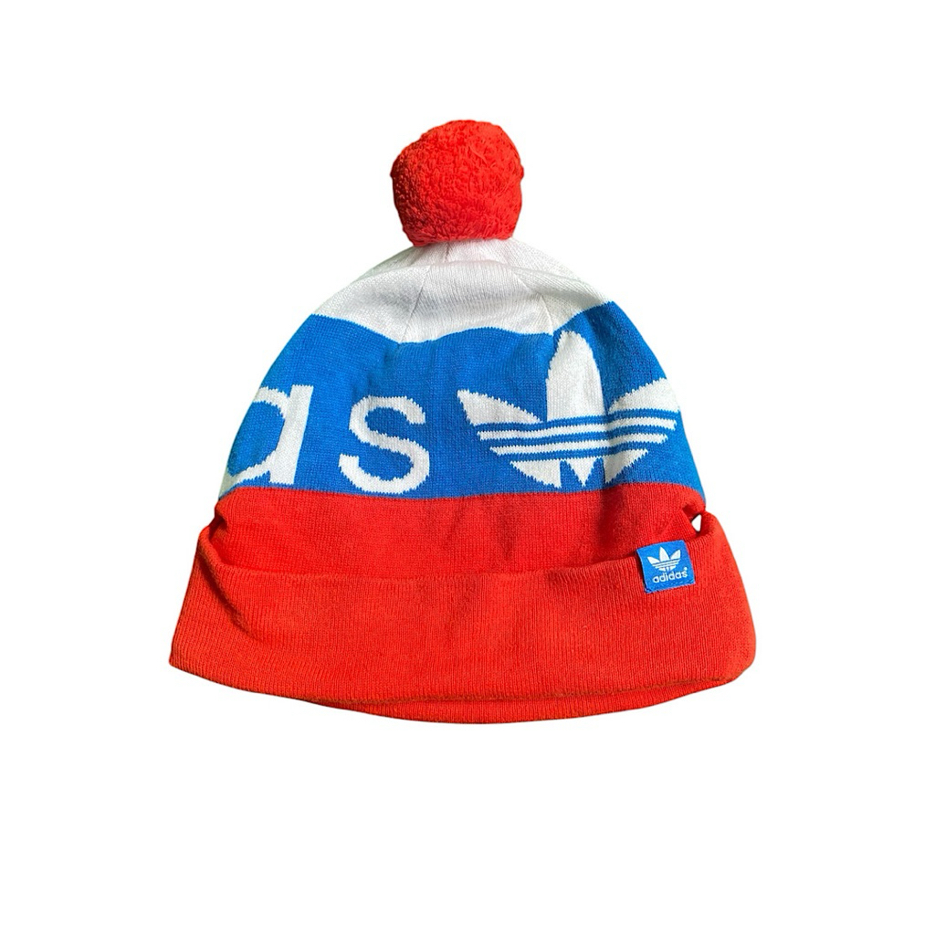 Adidas trefoil pom-pom beanie hat kupluk second