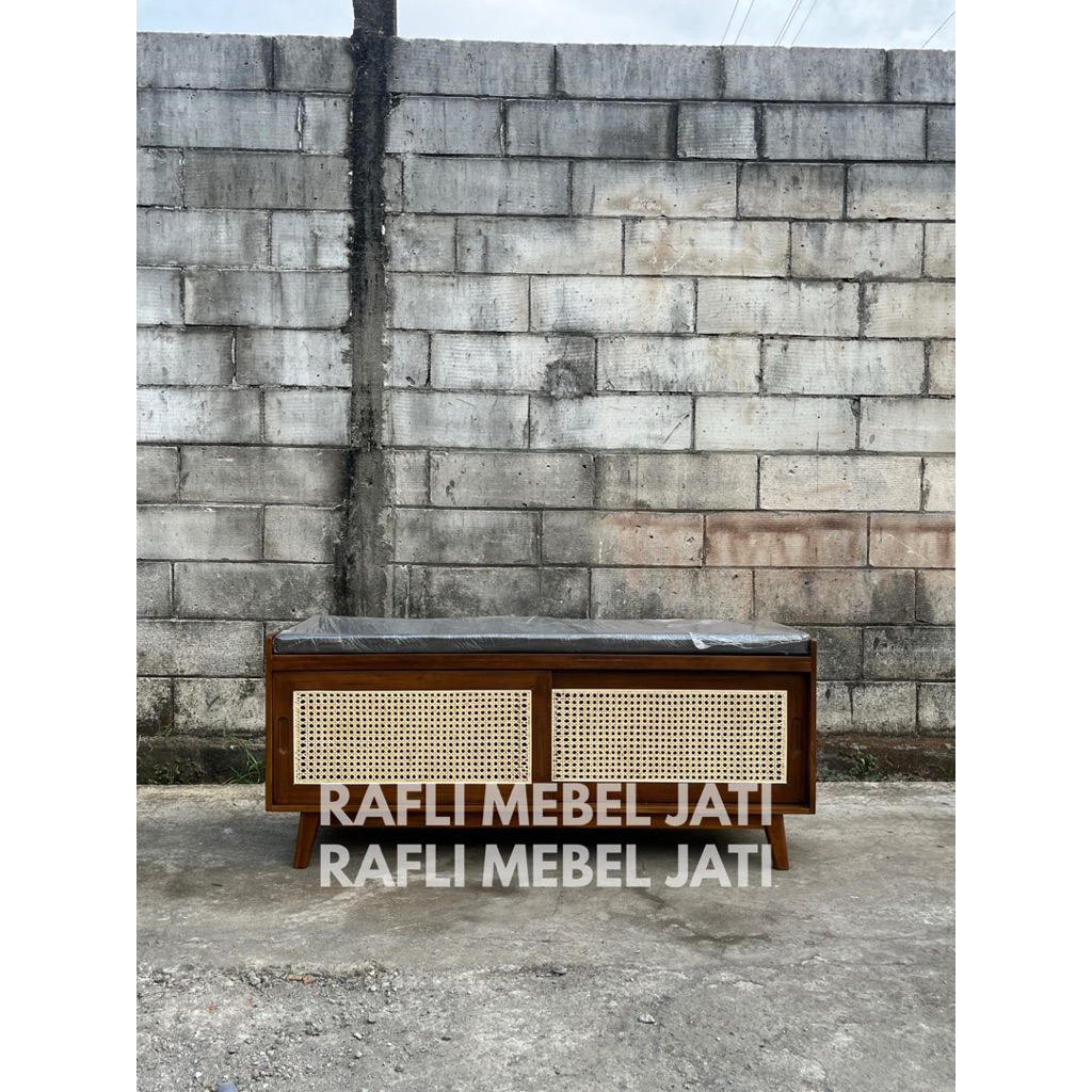 Bench storage rotan rak sepatu bangku rotan jati rak sepatu rotan minimalis rak sepatu retro rak sep