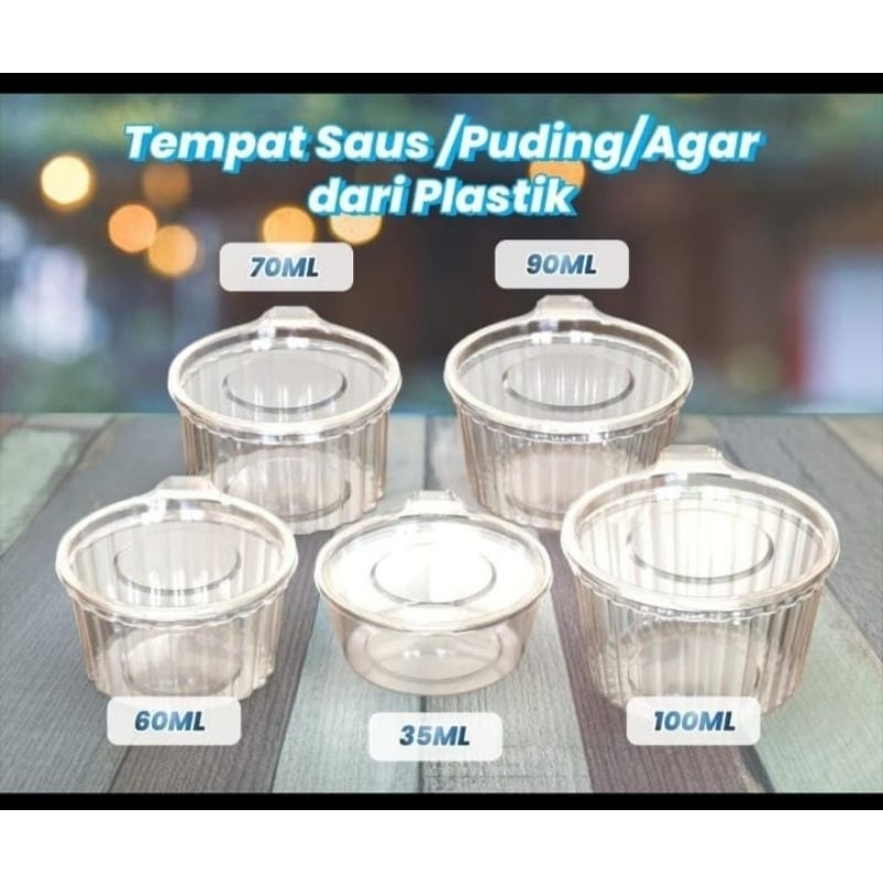 [50 PCS] Cup Jelly Mika Sambal Sauce Agar Pudding Belimbing Tutup Sambung / 25ml - 120ml