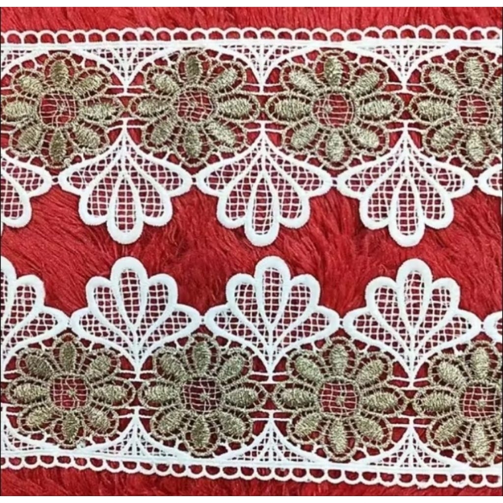 Renda Bordir Putih Cooper Lebar 8.5cm METERAN