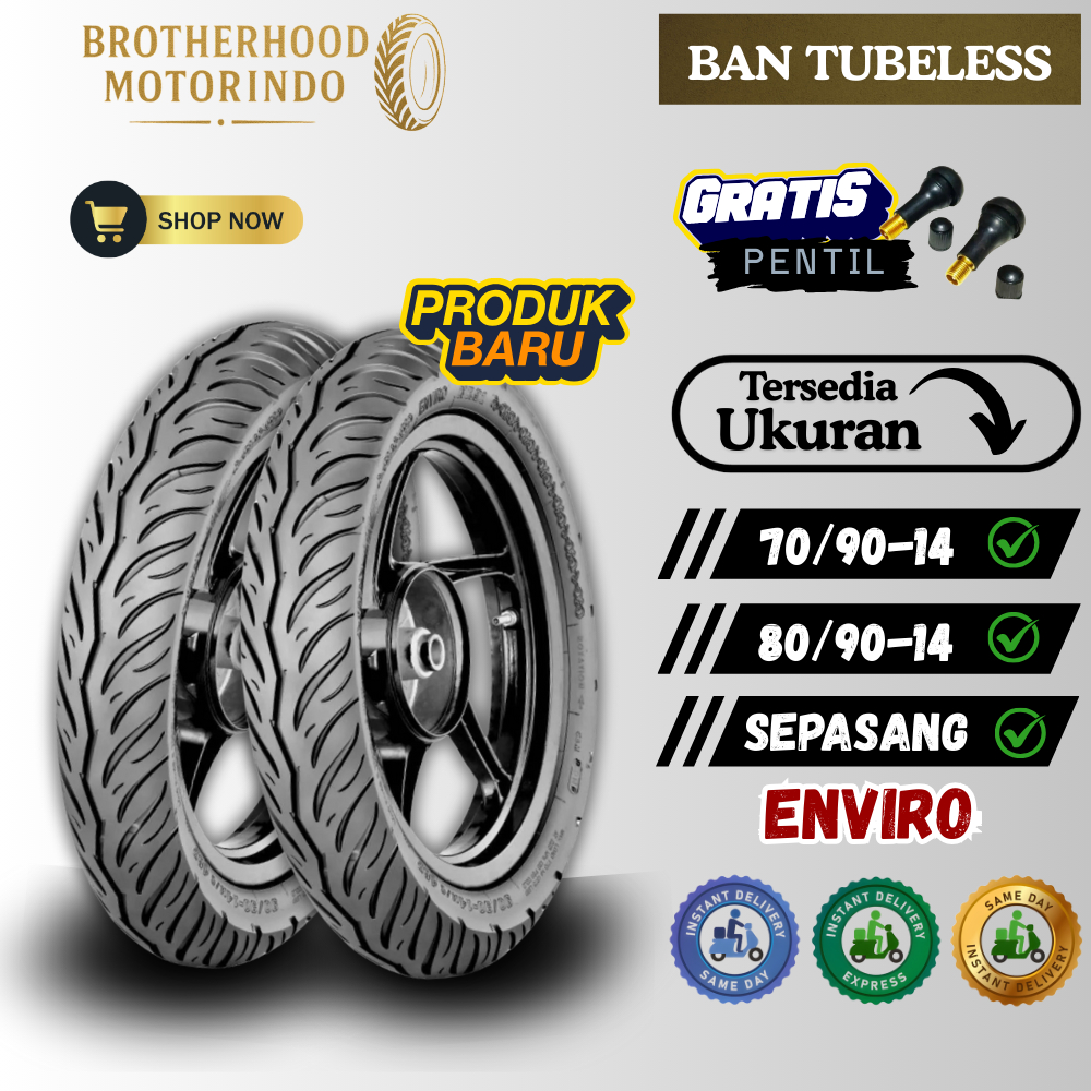 (PAKET SEPASANG) BAN IRC ENVIRO TUBELESS (70/90-14 / 80/90-14) BAN IRC / BAN RING 14 / BAN IRC RING 