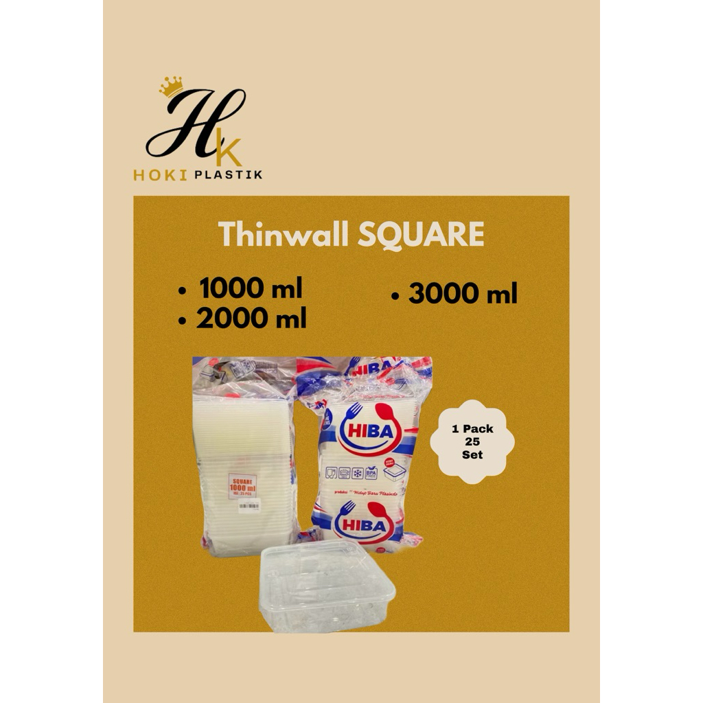 Thinwall Square HIBA 1000ml/2000ml/3000ml
