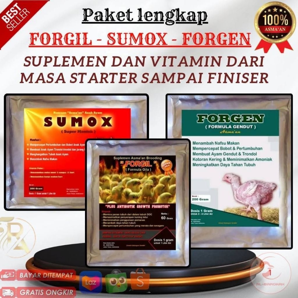 PAKET LENGKAP SAMPAI PANEN FORGIL SUMOX FORGEN suplemen ayam vitamin ayam