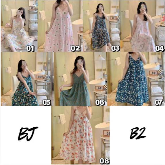 TokopopulerBaju Tidur Piyama DRES Wanita Sleepwear SET V-neck Lengan Setengah Panjang Tali 2 Impor C