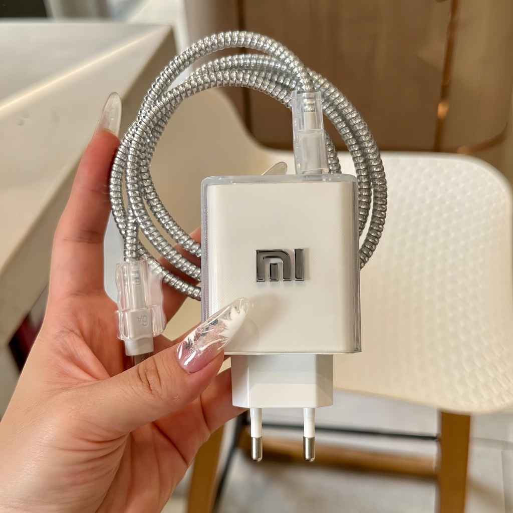 Pelindung Charger Xiaomi 67W/90W/100W, Pelindung Kabel Data Transparan dengan Label Logo, Cocok untu