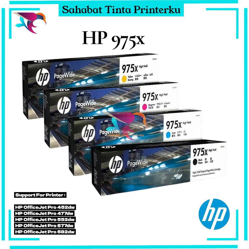 1 Set Tinta Printer HP 975X Original PageWide 477dw 452dw 552dw