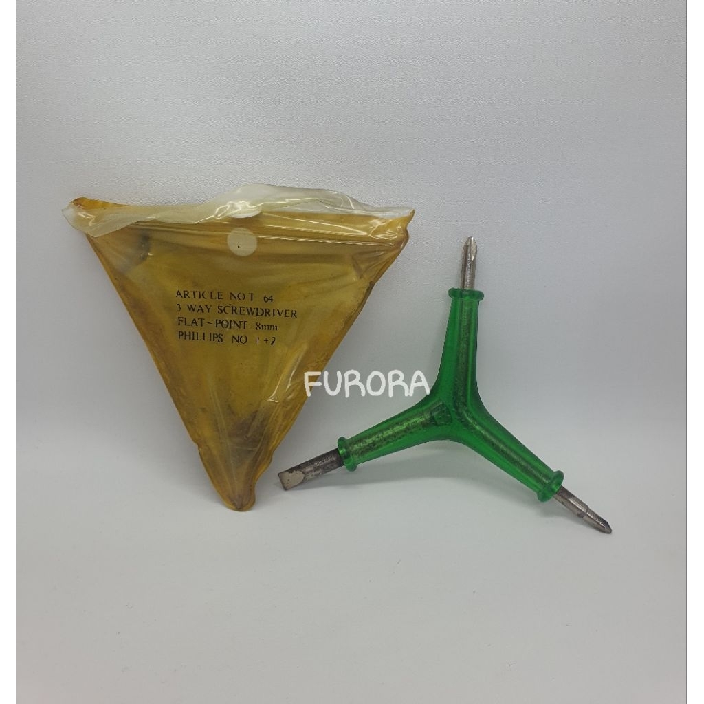 Obeng Bintang 3 arah Plus Minus 8mm stock lama