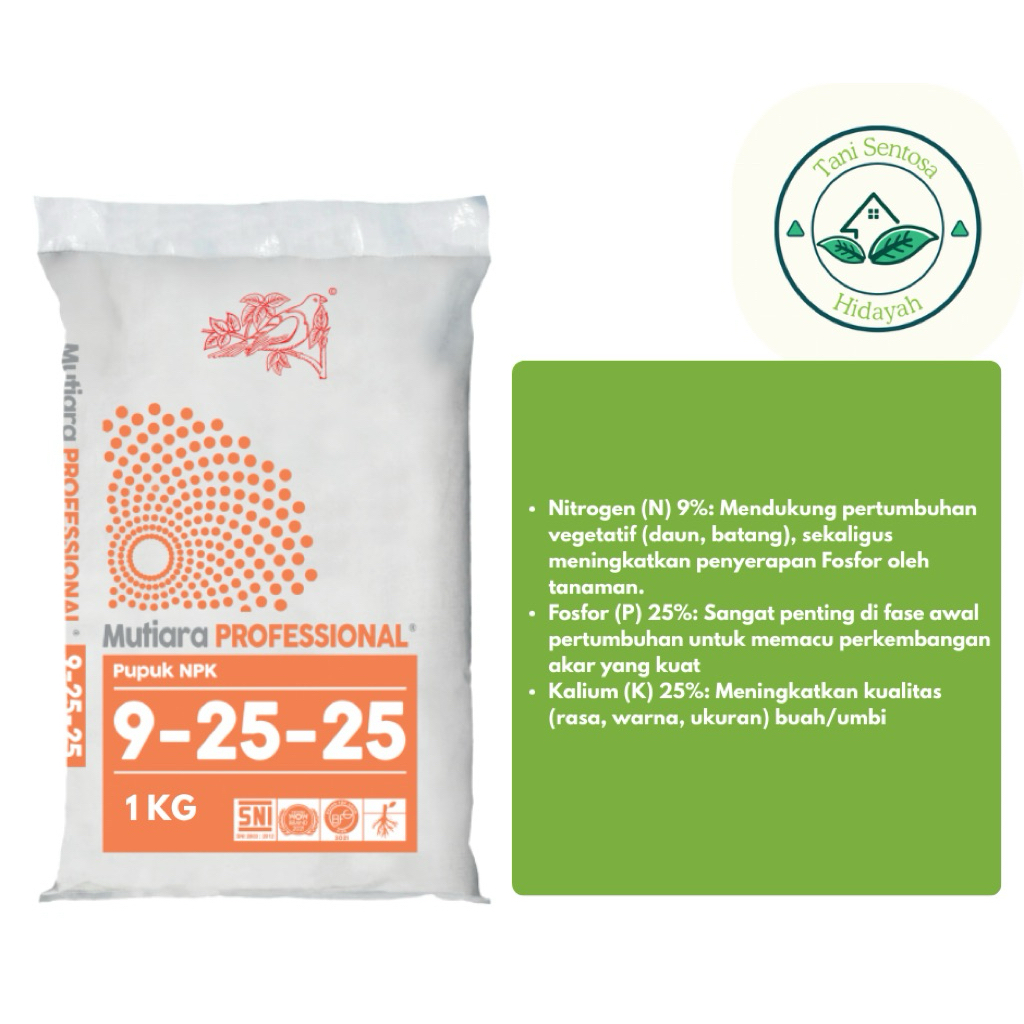 PUPUK NPK MUTIARA PROFESSIONAL 9.25.25 KEMASAN PABRIK 50KG