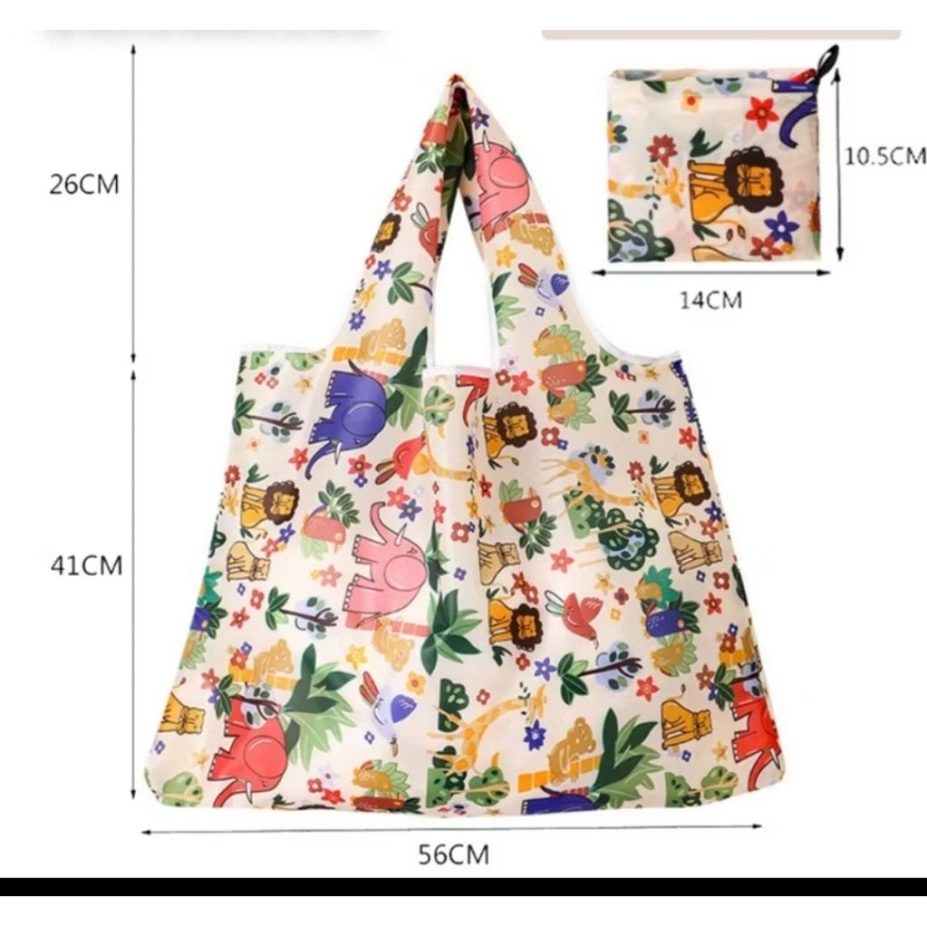 Tas animal tote bag motif animal tote bag gajah singa tas belanja lipat motif animal shopping bag mo