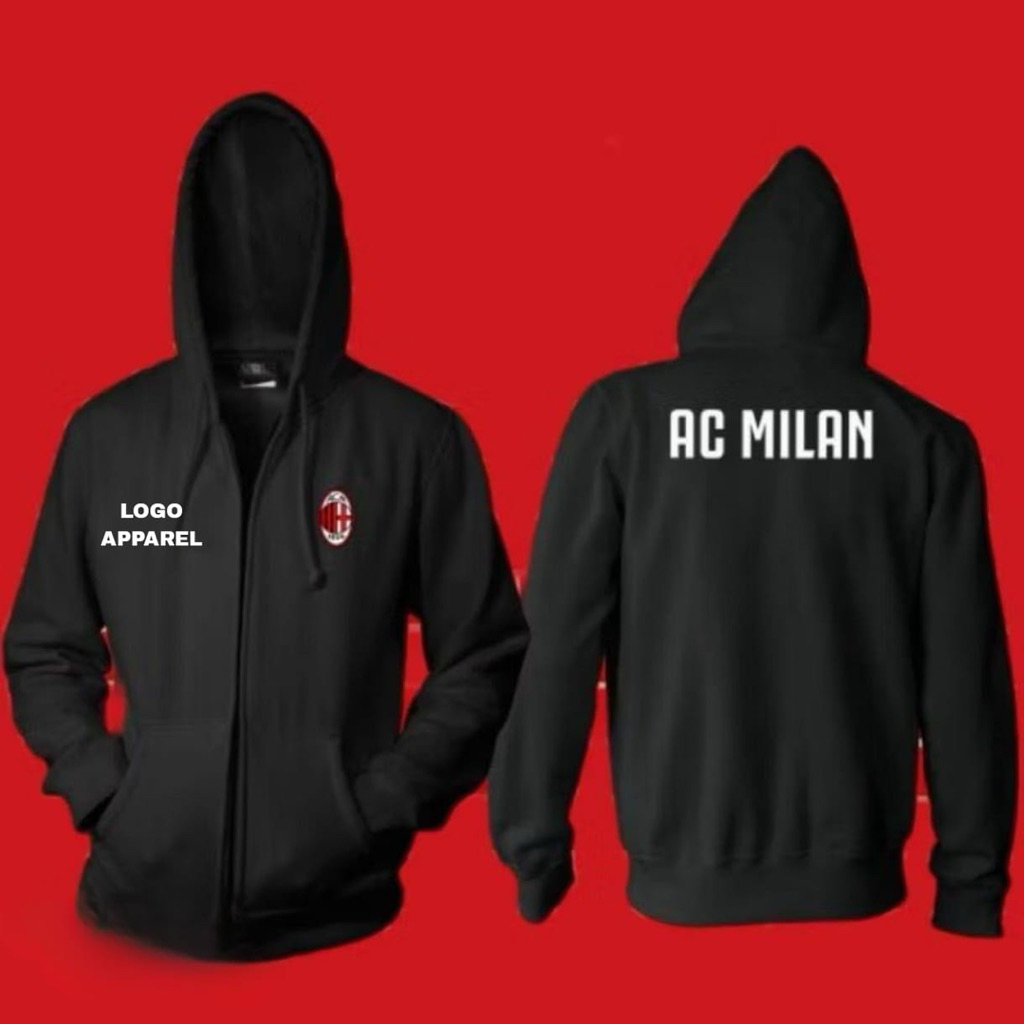 JAKET HOODIE ZIPER AC MILAN PREMIUM