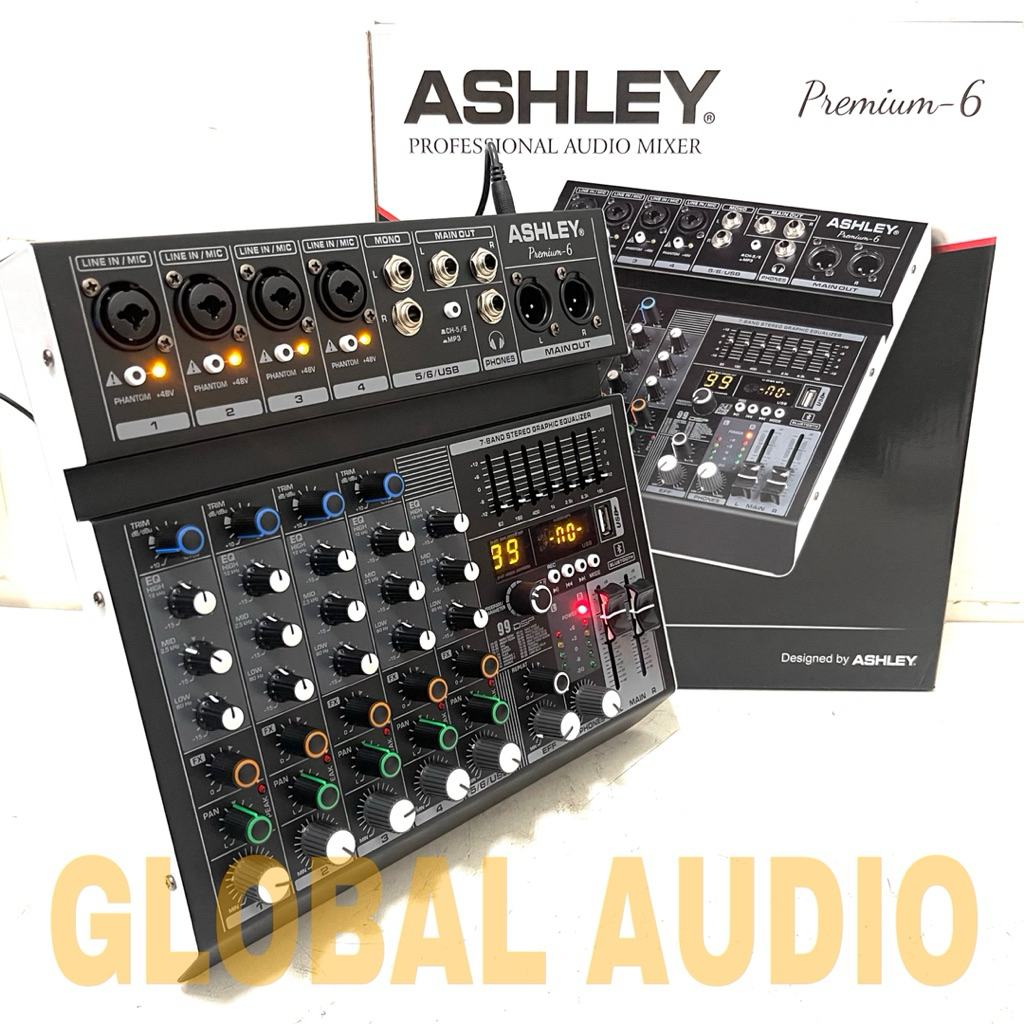 Mixer Audio Ashley Premium 6 or Premium 4 Original 6 Channel Bluetooth - USB With Soundcard Premium6