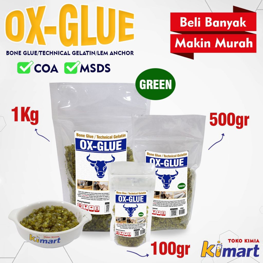 OX GLUE Lem Ancor Lem Ancur Lem Gelatin Lem Butiran Mutiara Bone Glue Anchor Butir Technical Gelatin