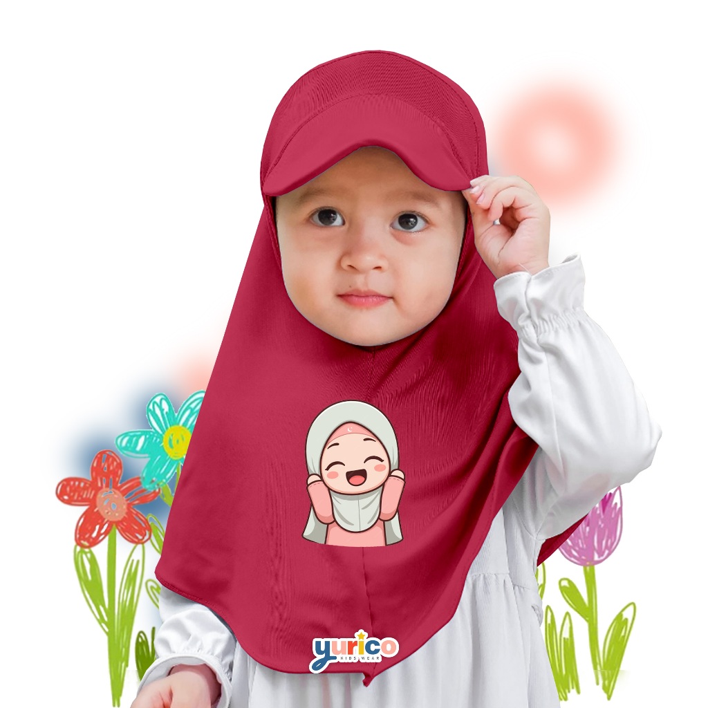 Kerudung Jilbab Anak Bayi Balita Hijab Sporty Karakter Lucu