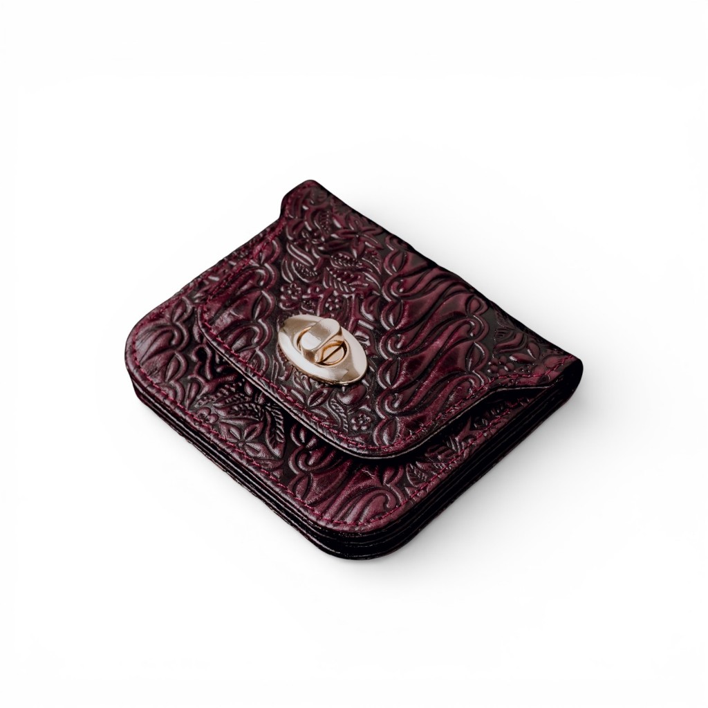 Berliano Leather Karim Wallet - Dompet Kartu Kulit Sapi Asli Motif Batik Indonesia