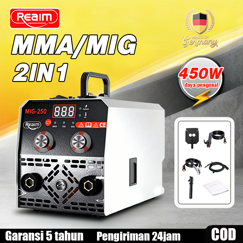 Reaim MIG-250  Mesin las listrik 450 watt Solder listrik set lengkap/ Mesin las mini/ Mesin trafo la