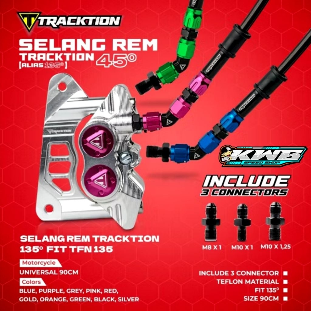 Selang Rem Tracktion FIT 45° TFN135 Degree Panjang 90cm Universal Original Tracktion