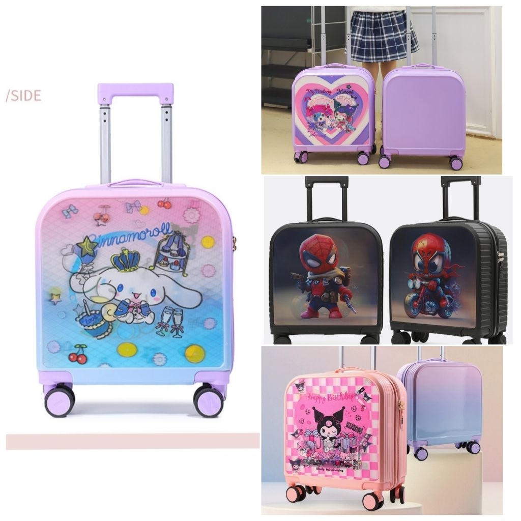 KOPER SANRIO UNISEX ANAK 3D 18 INCI TROLI 4 RODA - KOPER 3D SPIDERMAN - KOPER 3D KUROMI - KOPER 3D C