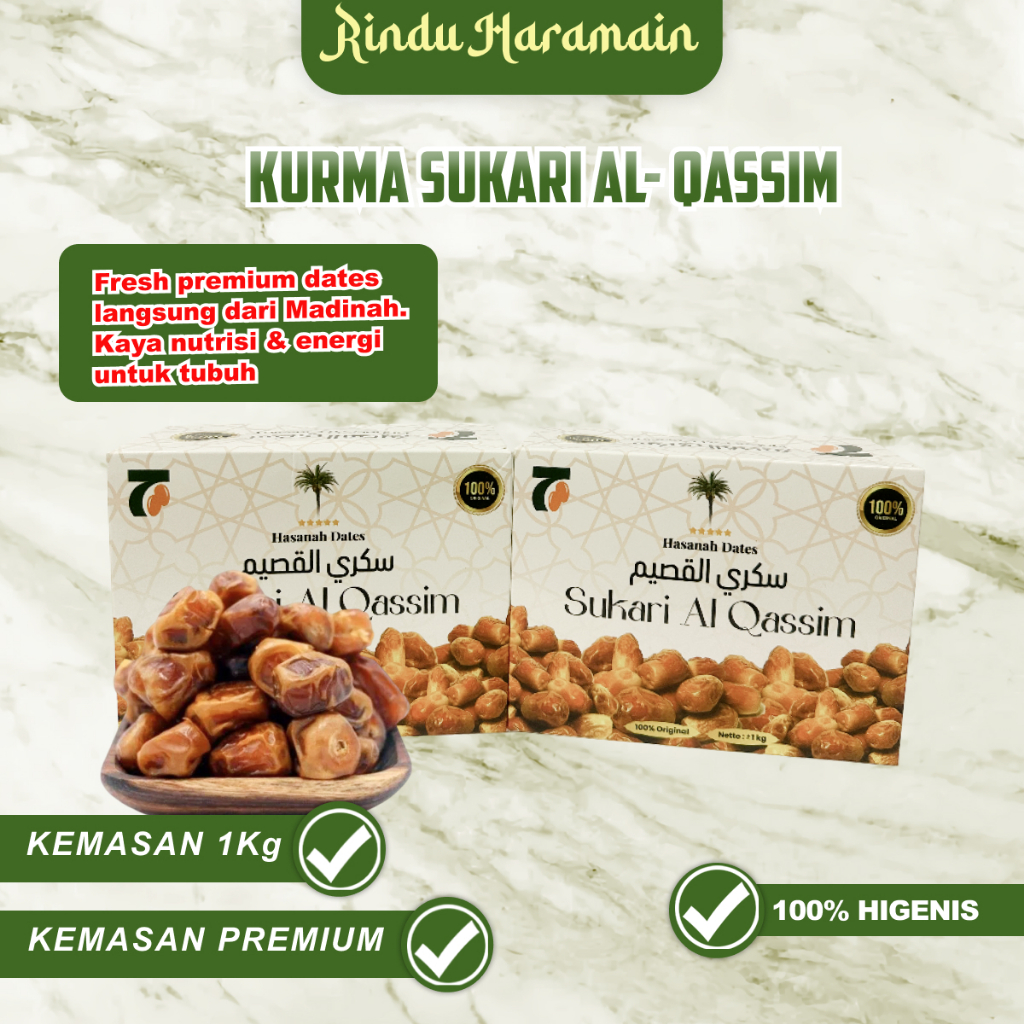 Kurma Sukari Jumbo High Quality Premium /  Kurma Sukari Al-Qasim 1KG