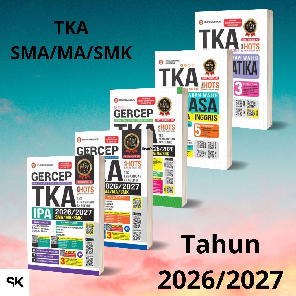 Buku Gercep TKA IPA/IPS/Bahasa/Indonesia/Inggris/Matematika Wajib SMA/MA/SMK 2026/2027