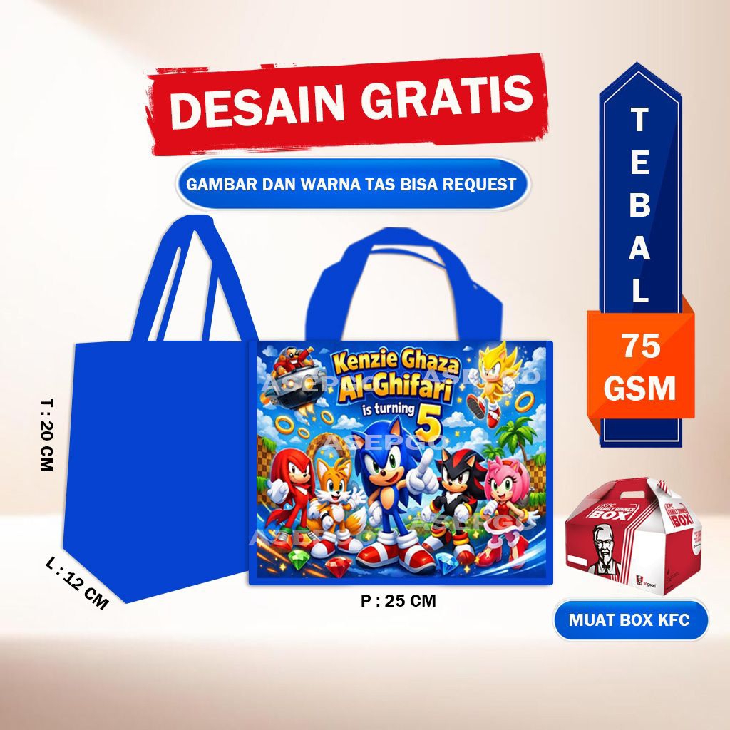 Tas Ultah Anak / Tas Ultah SONIC / Tas Ulang Tahun SONIC