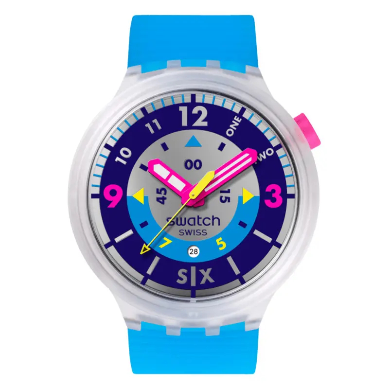 Original 100% Jam Tangan Unisex SWATCH SB01K400 Big Bold Neon Hielo Swiss Made Garansi Resmi 2 Tahun