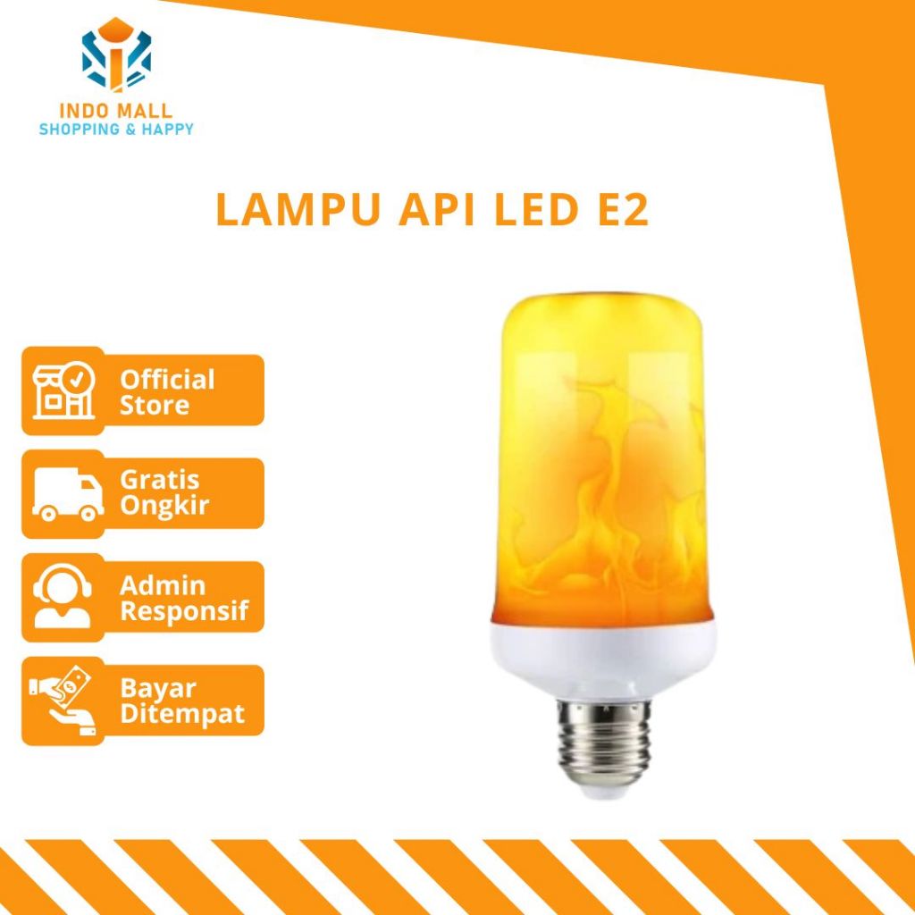 (INDOMALL) Lampu Api LED E27 - 10W Flame Effect Obor Api LED Bohlam Lampu Hias Led Api Lampu Led Fla