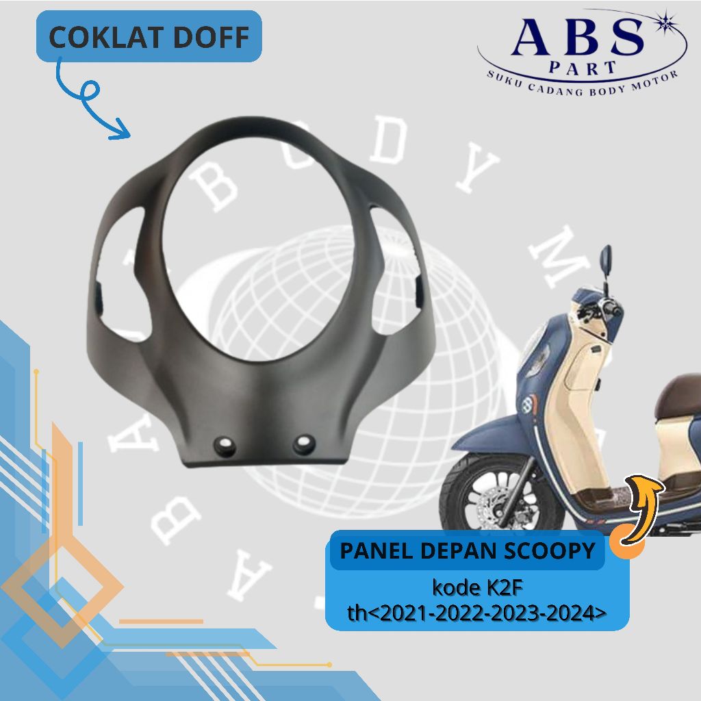 Cover body depan cover lampu panel tameng depan scoopy prestige new K2F 2021 2022 2023 coklat doff
