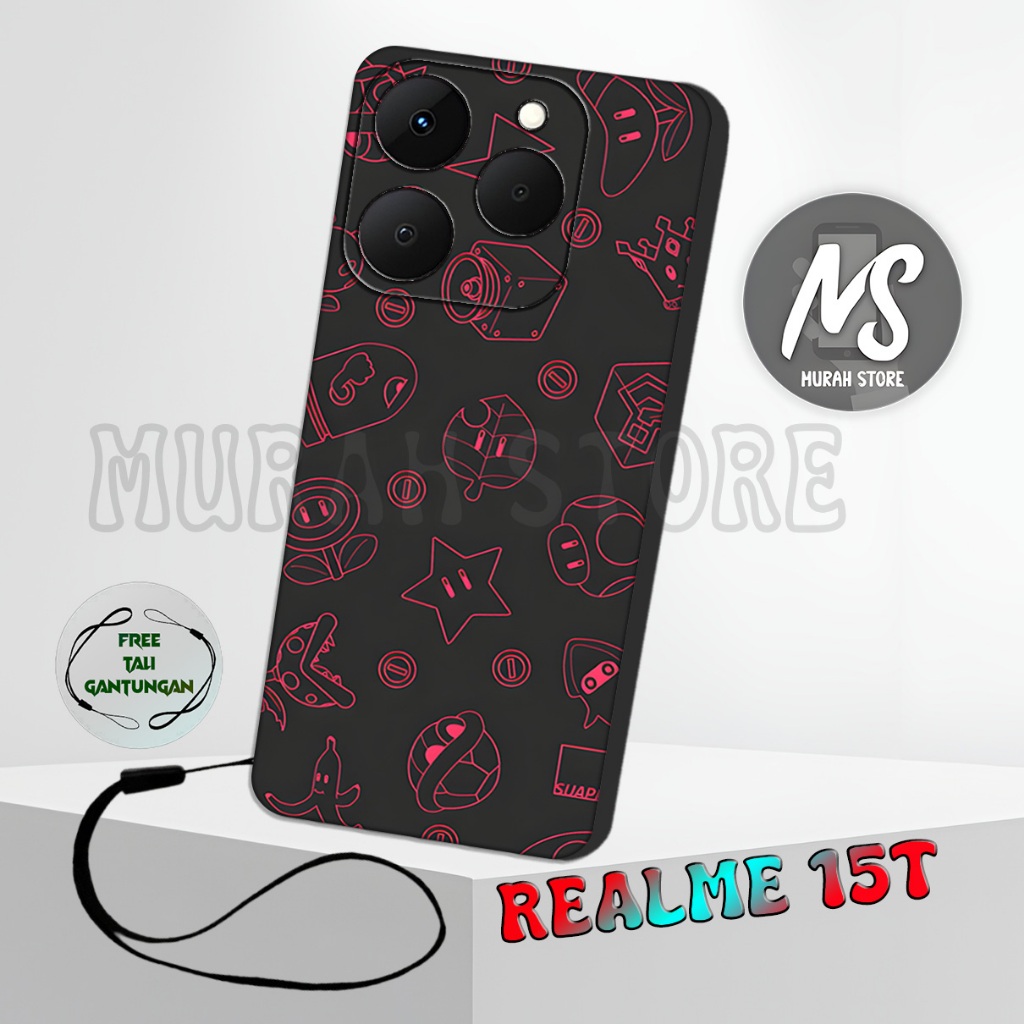MS40/ Softcase Karet REALME 15T + TALI GANTUNGAN HP / Motif Grafity/ Case REALME 15T / Silikon REALM