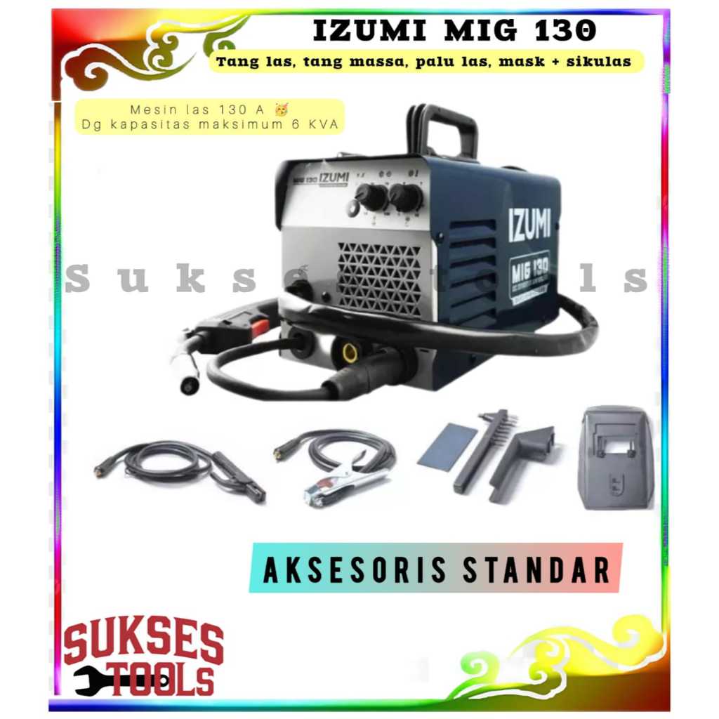 Mesin Las Izumi Mig 130 Mig130 MMA Tig Flux Mig CO tanpa Gas