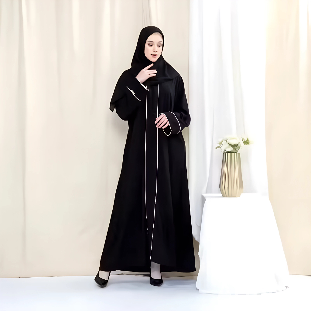 Abaya Hameeda||Abaya Remaja Dewasa||Abaya list Putih||Abaya muslim Wanita