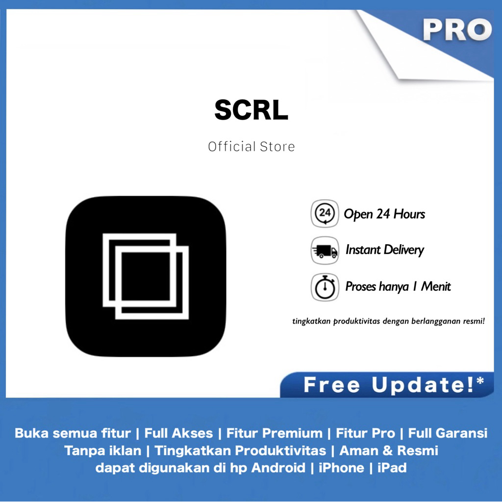 ORIGINAL APLIKASI SCRL PRO IOS ANDRO ( BERUPA ACC LOGIN )