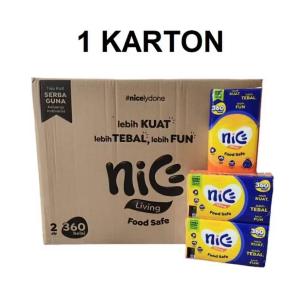 GROSIR 1 KARTON - Tissue Nice 360 Helai 2Ply isi 60 Packs